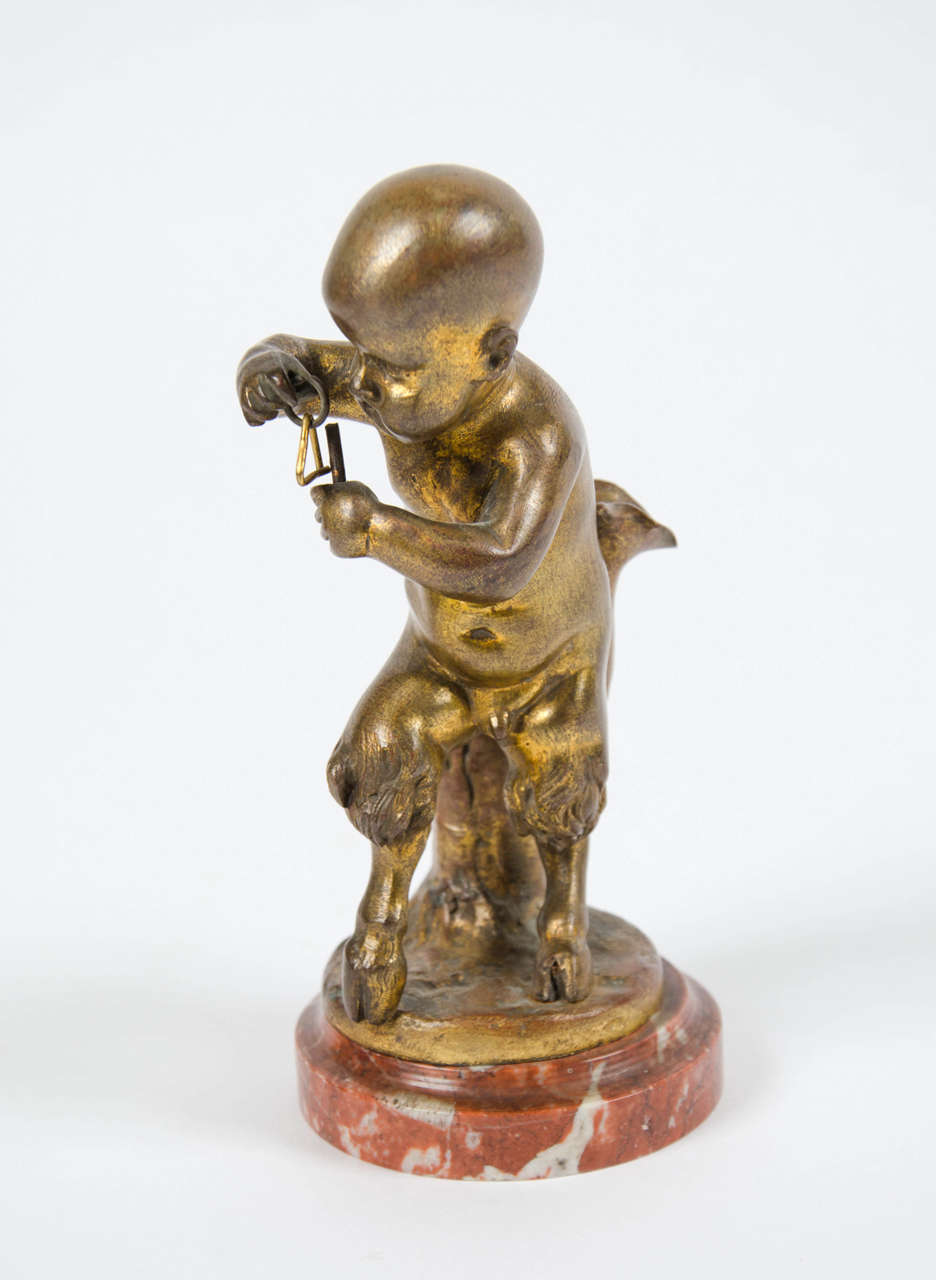 Marble Pair of Ormolu Baby Fauns