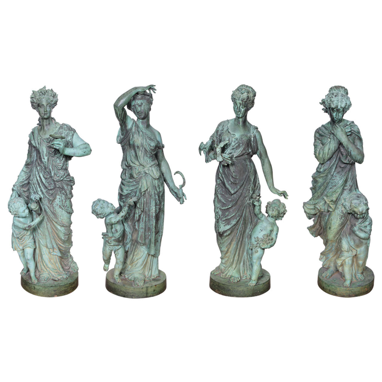 Four Bronze Figures Representing the Seasons For Sale