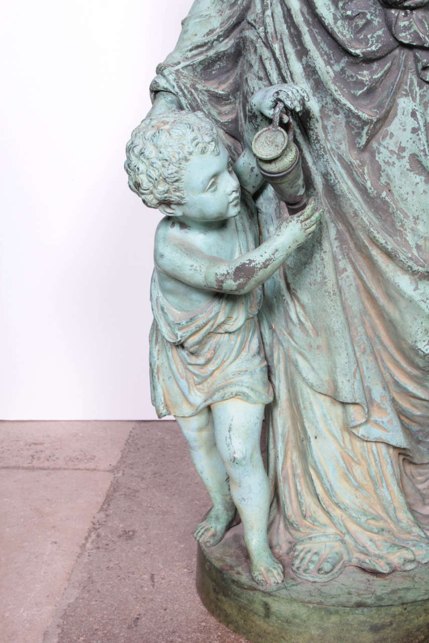 Bronze Figure of a Woman and Child Representing Autumn In Excellent Condition For Sale In New York, NY