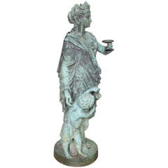 Vintage Bronze Figure of a Woman and Child Representing Autumn