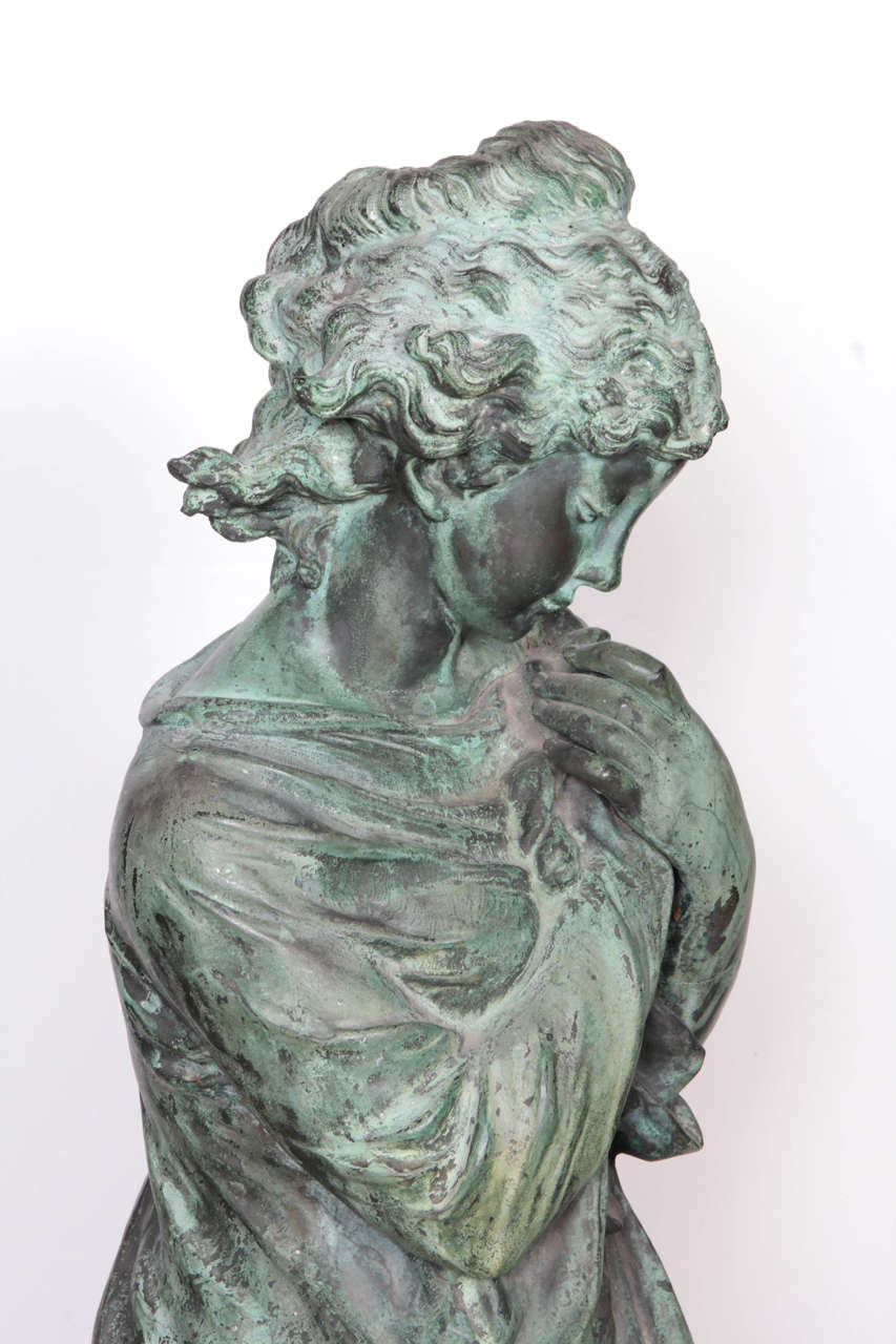 Bronze Figure of a Woman and Child Representing Winter In Excellent Condition For Sale In New York, NY