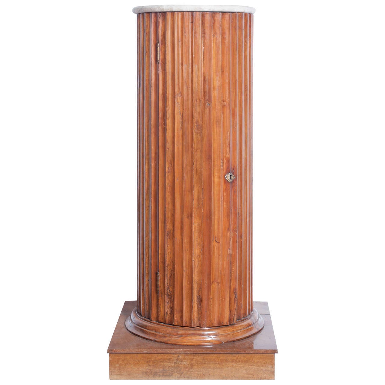 19th Century Cherrywood and Marble Empire Italian Column For Sale
