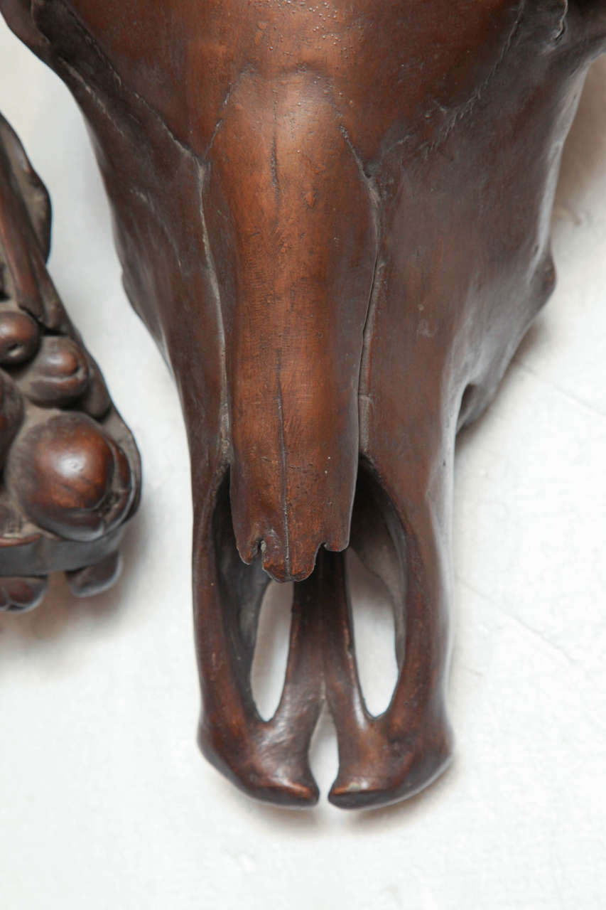 Bronzed Metal Bulls Skull after the Antique For Sale 4