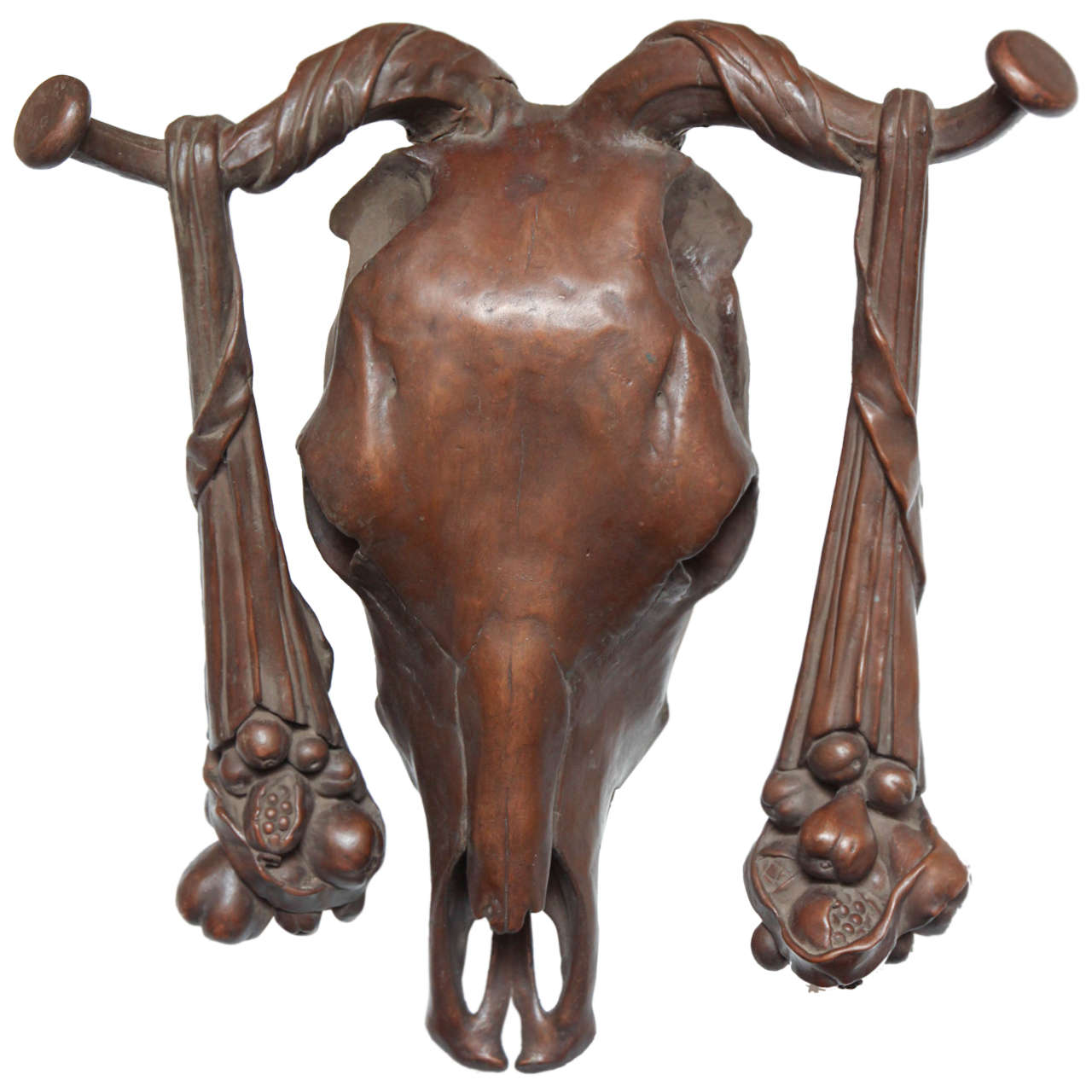 Bronzed Metal Bulls Skull after the Antique For Sale