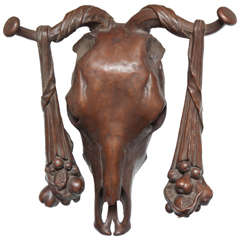 Bronzed Metal Bulls Skull after the Antique