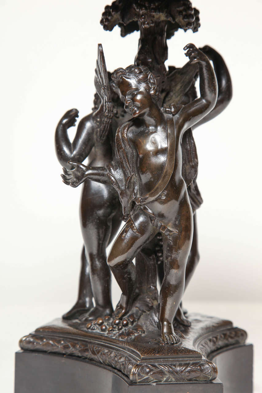 Exceptional 19th Century Italian Three Figure Bronze Tazza For Sale 2