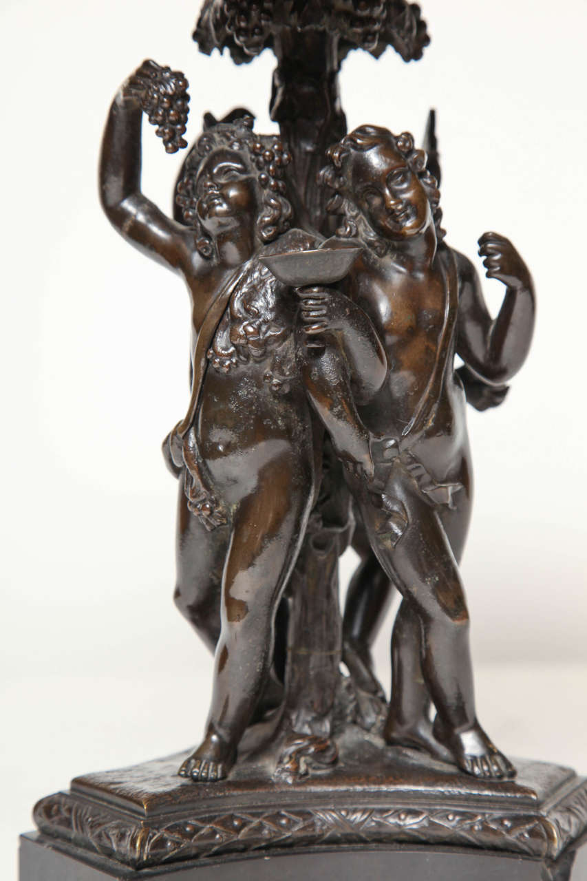 Exceptional 19th Century Italian Three Figure Bronze Tazza For Sale 5