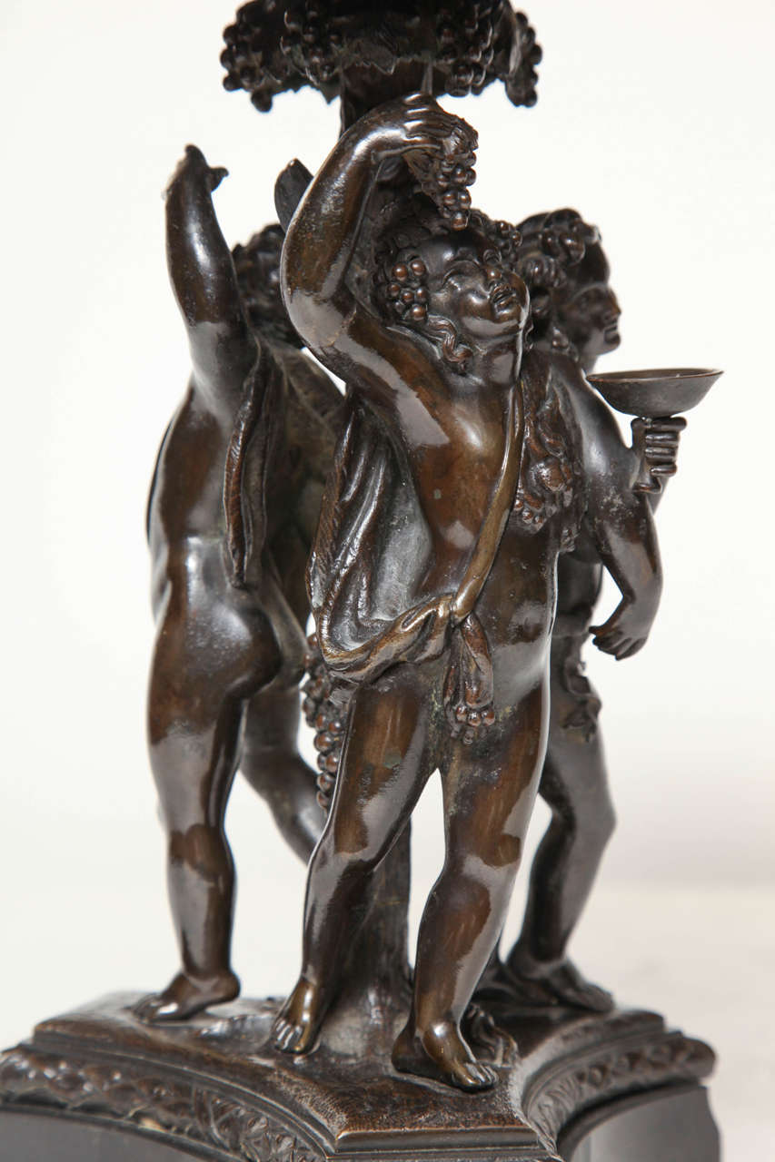 Exceptional 19th Century Italian Three Figure Bronze Tazza For Sale 6