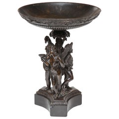 Exceptional 19th Century Italian Three Figure Bronze Tazza