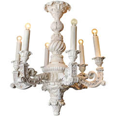 baroque chandeliers Large French Baroque Carved and Off-White Painted Wooden Chandelier