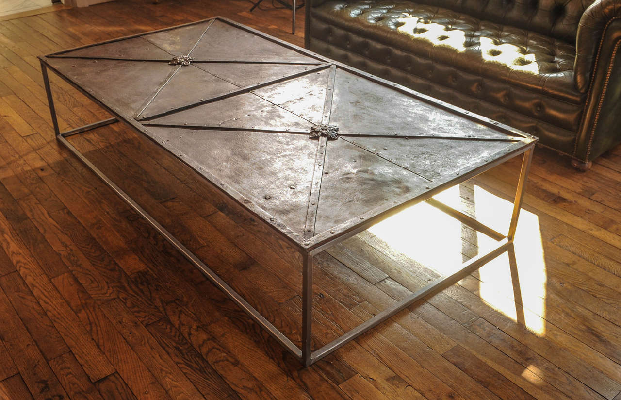 Unique Centre Table Made of a 17th Century Italian Iron Door