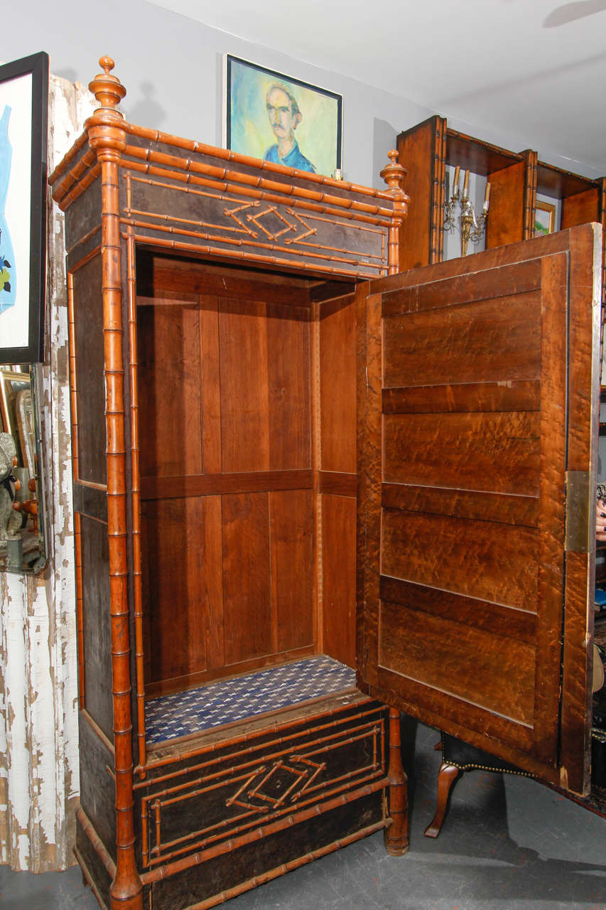 French Bamboo Cabinet or Wardrobe 2