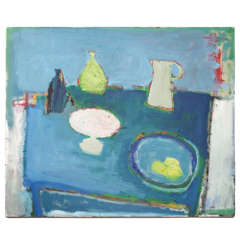 Blue Table with Lemons Oil on Canvas