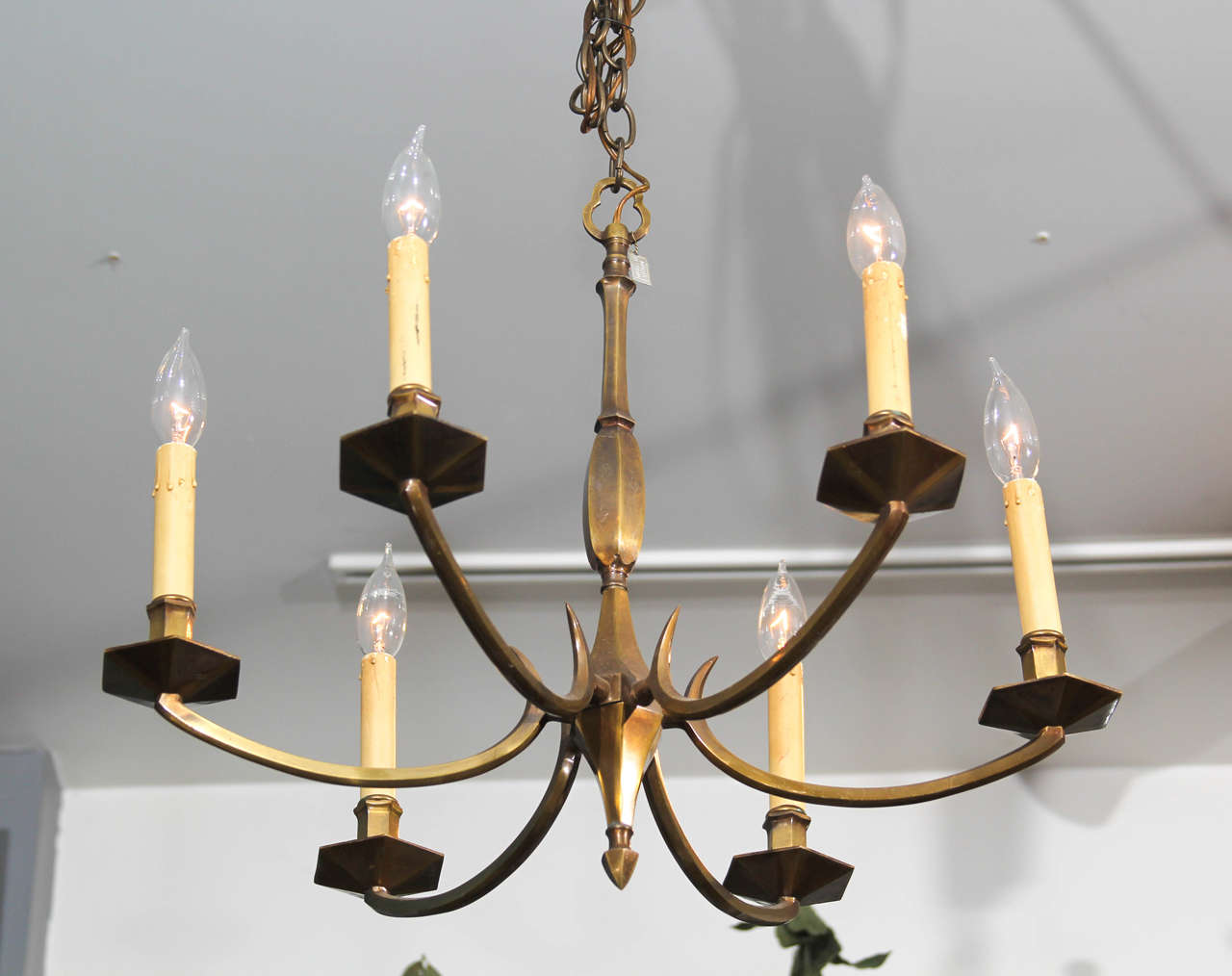 Mid-Century Spanish chandelier. Clean lines, compact size.