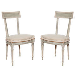 A Set of 4 Carved and Painted Directoire Style Chairs, France 1920's