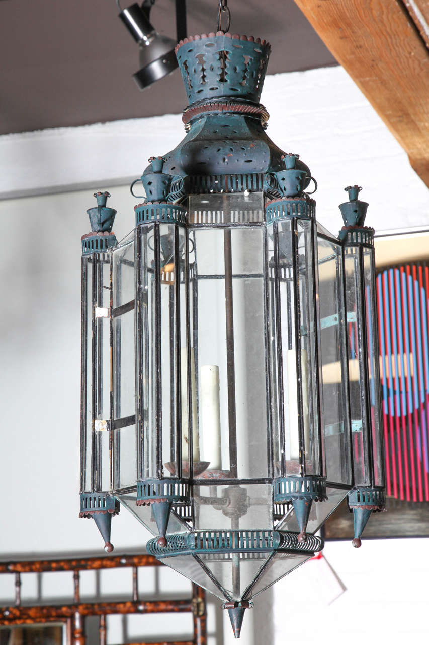 An Early 20th Century Moroccan Tole and Glass Lantern 2