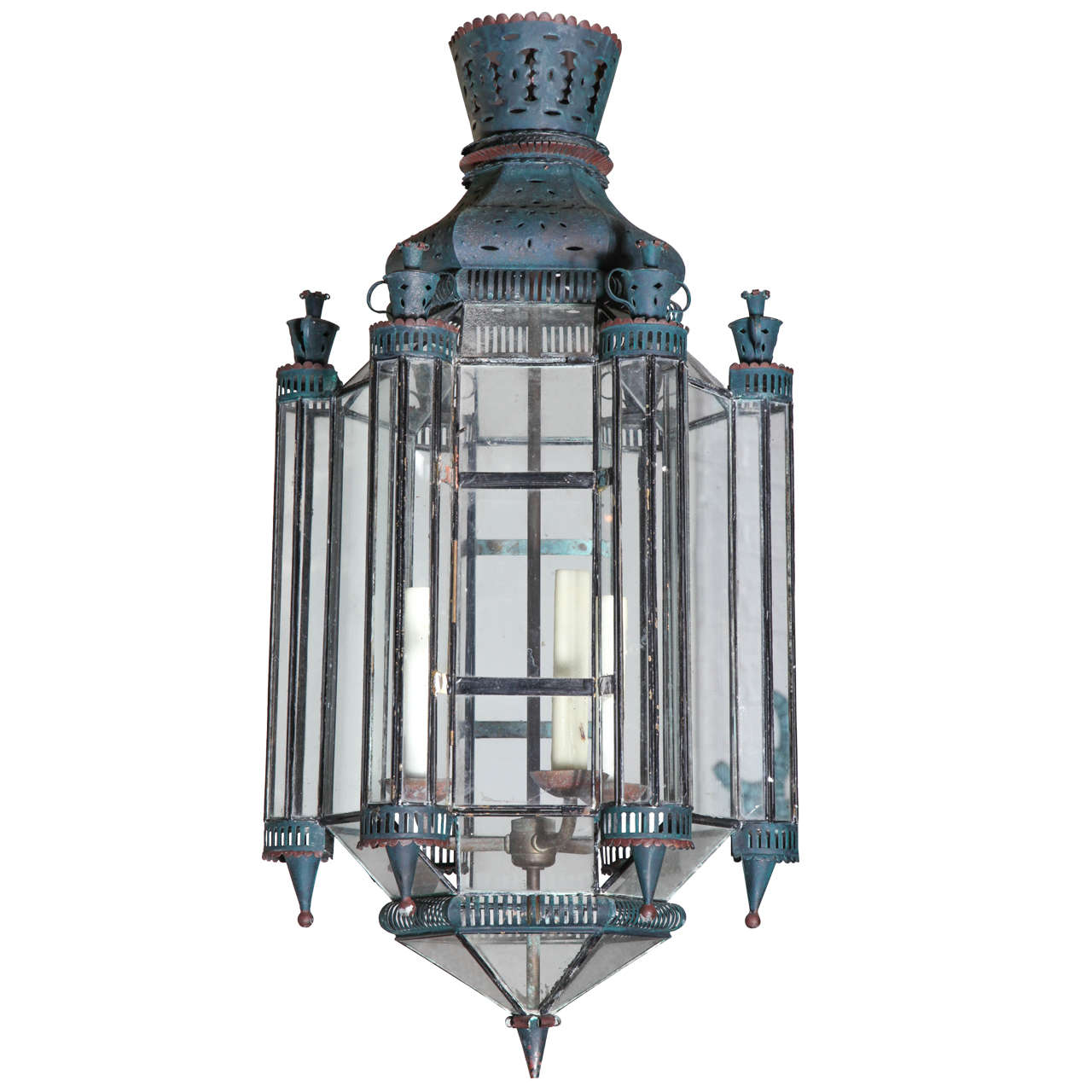 An Early 20th Century Moroccan Tole and Glass Lantern