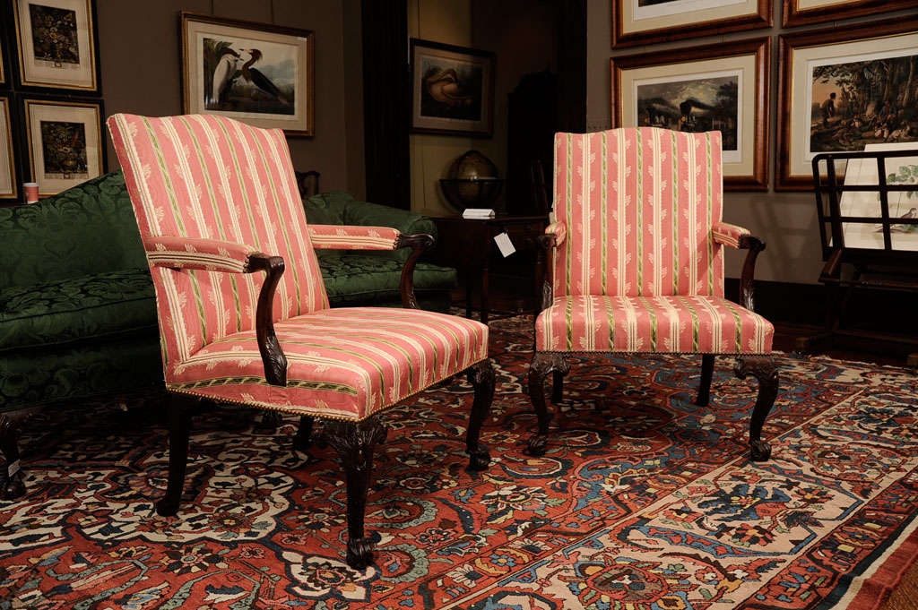An Assembled Pair Of George III Mahogany Library Armchairs For Sale 4