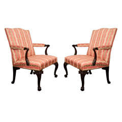 Antique An Assembled Pair Of George III Mahogany Library Armchairs