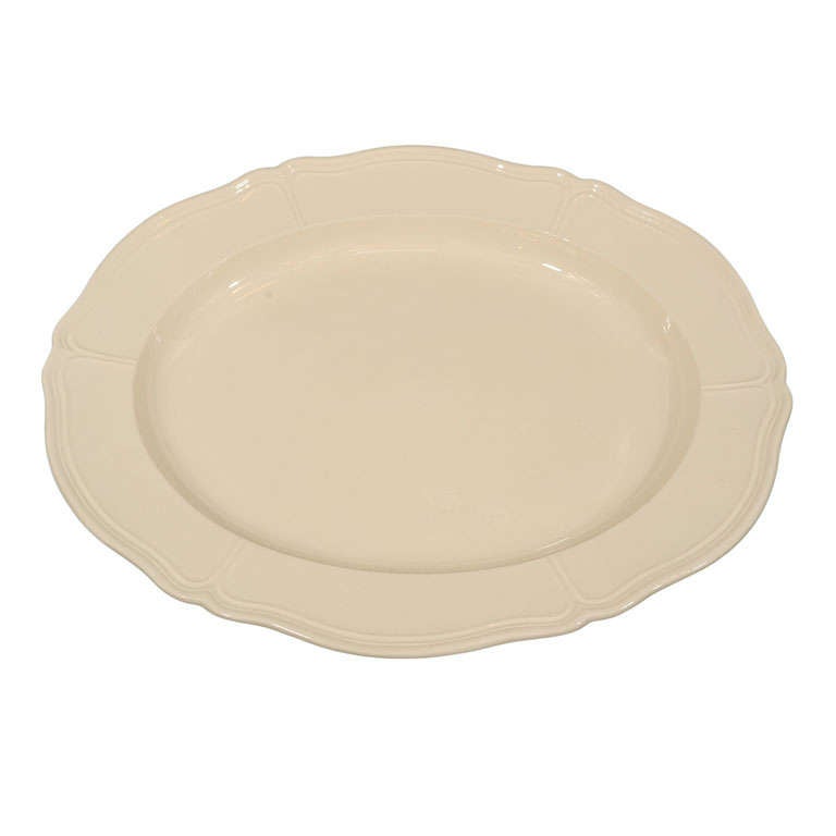 Wedgwood Antique Creamware Oval Platter with Silver Form Edge