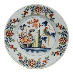  Delft Charger with Parrot Made Lambeth England circa 1765