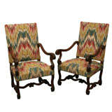Pair of Walnut Throne Chairs