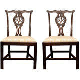 Pair of English, George III. mahogany side chairs