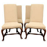 Set of four Queen Anne walnut  tall back chairs