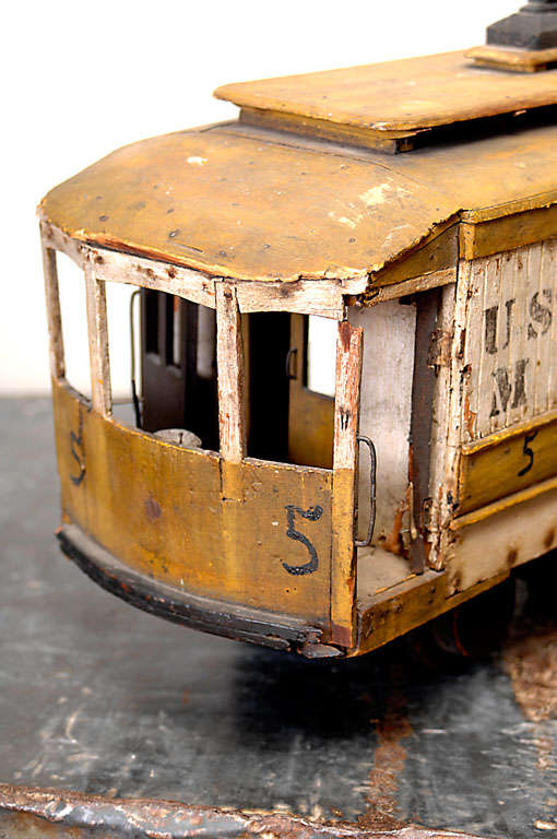 American 1920's Folk Art Miniature Trolley Car For Sale