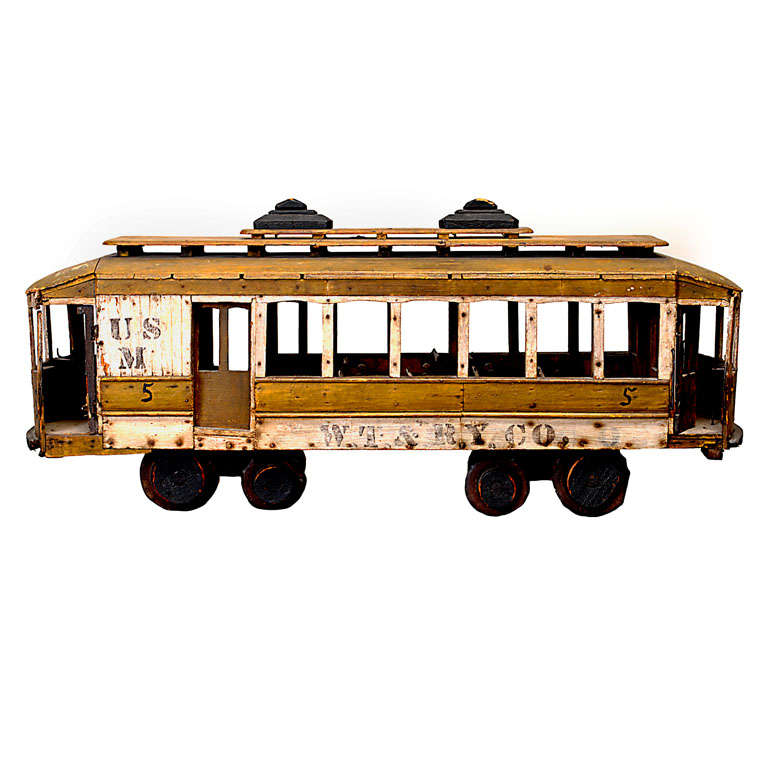 1920's Folk Art Miniature Trolley Car For Sale