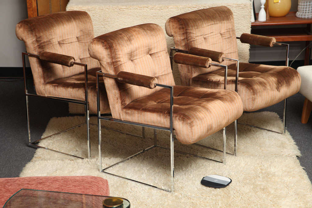 SIX Classic Milo Baughman Chrome Dining Chairs Thayer Coggin