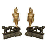 A Pair of Neoclassical Bronze Andirons