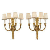 Antique A Pair of Neoclassical Four Light Fire Gilded Sconces