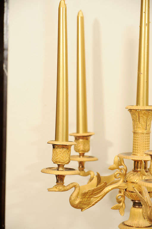 French A Pair of Fire Gilded Six Light Candelabra