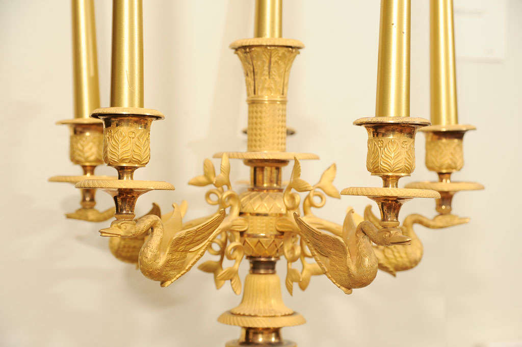 19th Century A Pair of Fire Gilded Six Light Candelabra