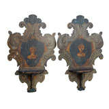 Antique Pair of 18th Century Painted Italian Wall Brackets