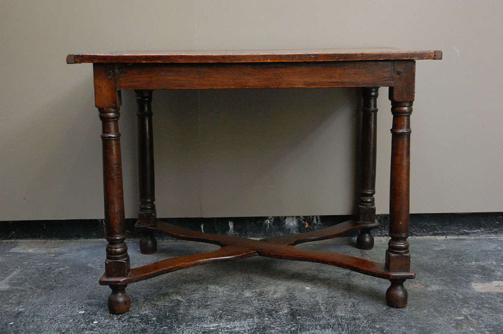 William and Mary Period Cross-stretchered Oak Table 4