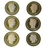 Antique Pair of  Glazed Faience Rondels of Roman Emperors