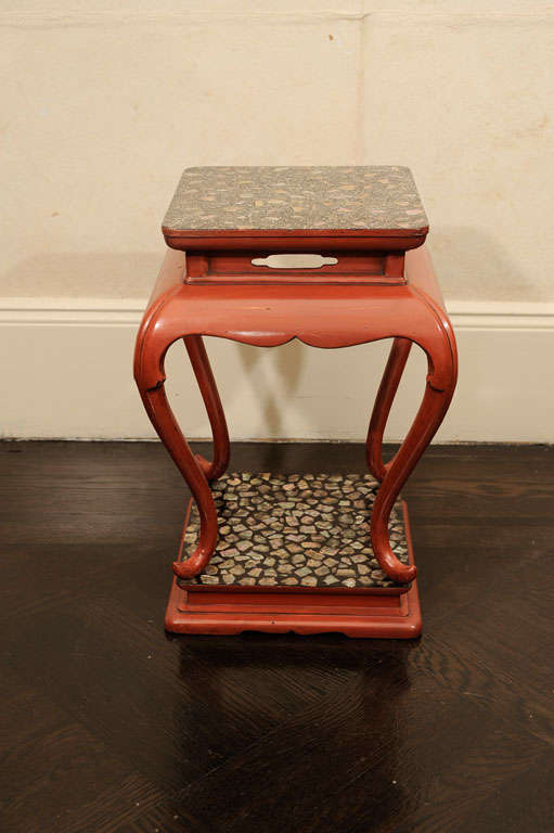 Edo Period Red Lacquered Okimono Table
