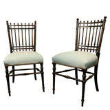 Pair of Napoleon III Period Side Chairs with Spindle Backs