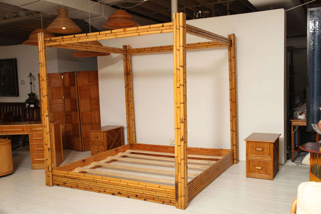 King size rattan poster bed. ***Notes: There is no sales tax on this item if it is being shipped out of the state of Florida (Objects In The Loft will need a copy of the shipping document). Please feel free to e-mail or call us if you would like