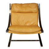 "Zeta" lounge chair in chrome and leather by Paul Tuttle