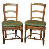 French Provincial Painted Rush Seat Side Chairs, Circa 1790