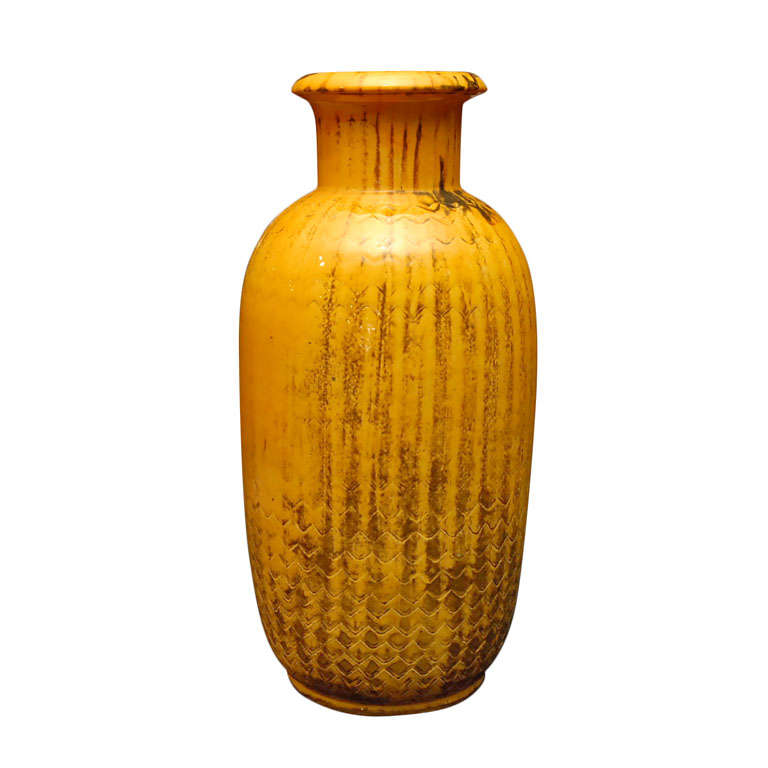 Yellow Kaehler Pottery Vase For Sale at 1stdibs