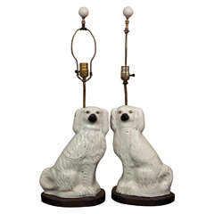 Pair of Staffordshire Spaniel Dogs as Table Lamps
