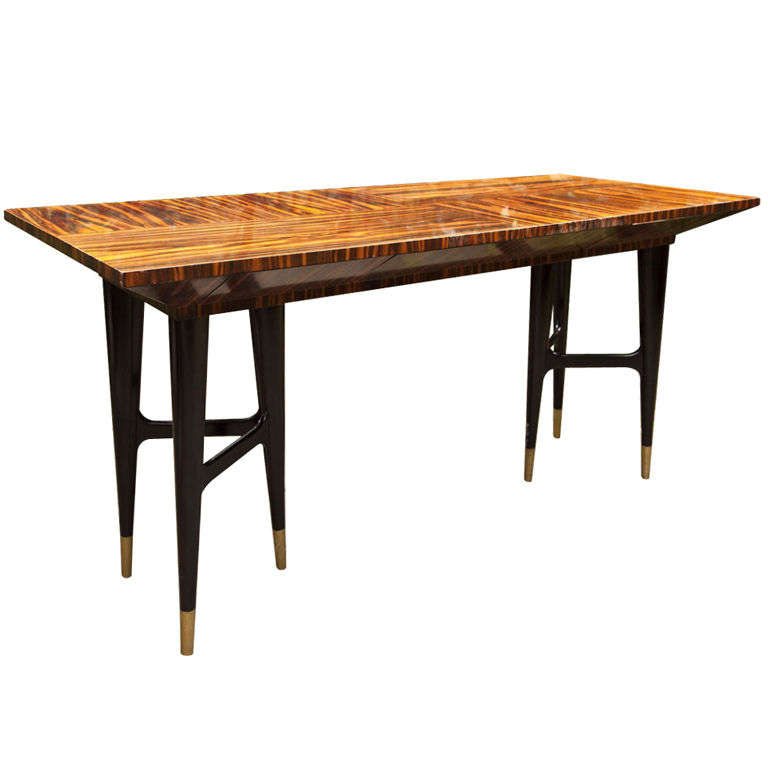 Mid-Century Macassar Ebony Writing Desk in the Manner of Gio Ponti