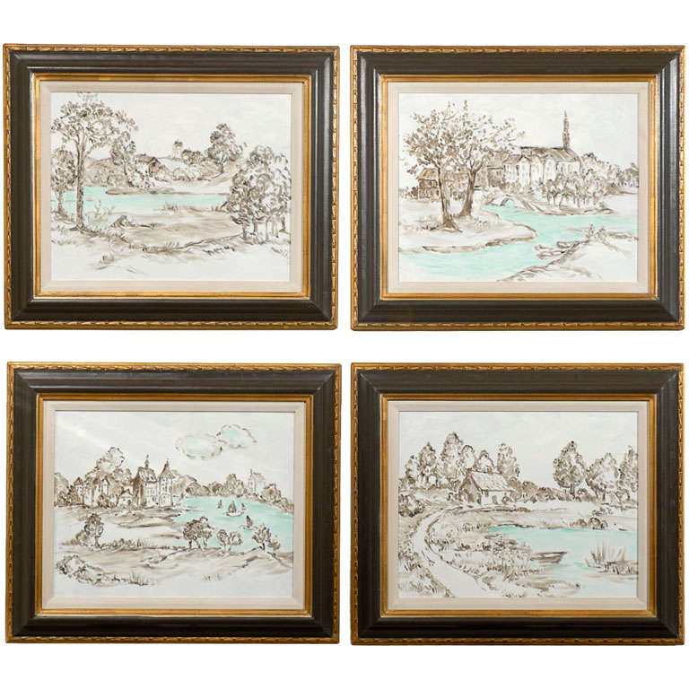 Set of 4 Original Oil Landscapes 21st C