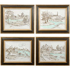 Set of 4 Original Oil Landscapes 21st C