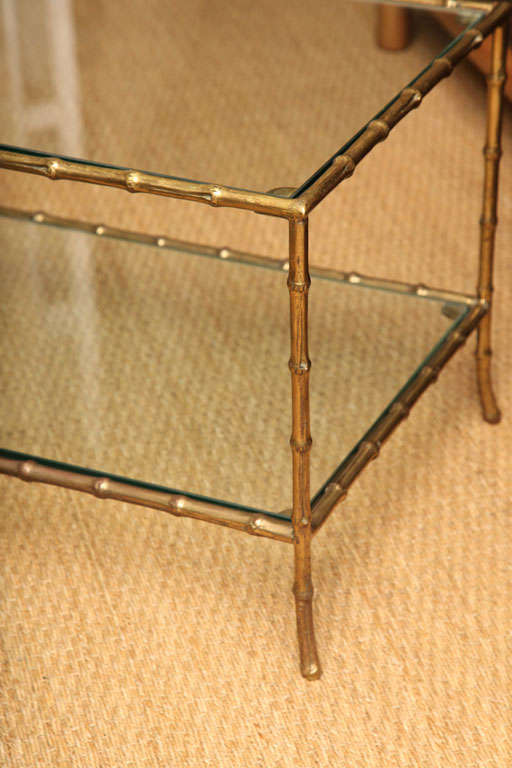 Brass faux bamboo cocktail table in the style of Bagues, c.1950 1