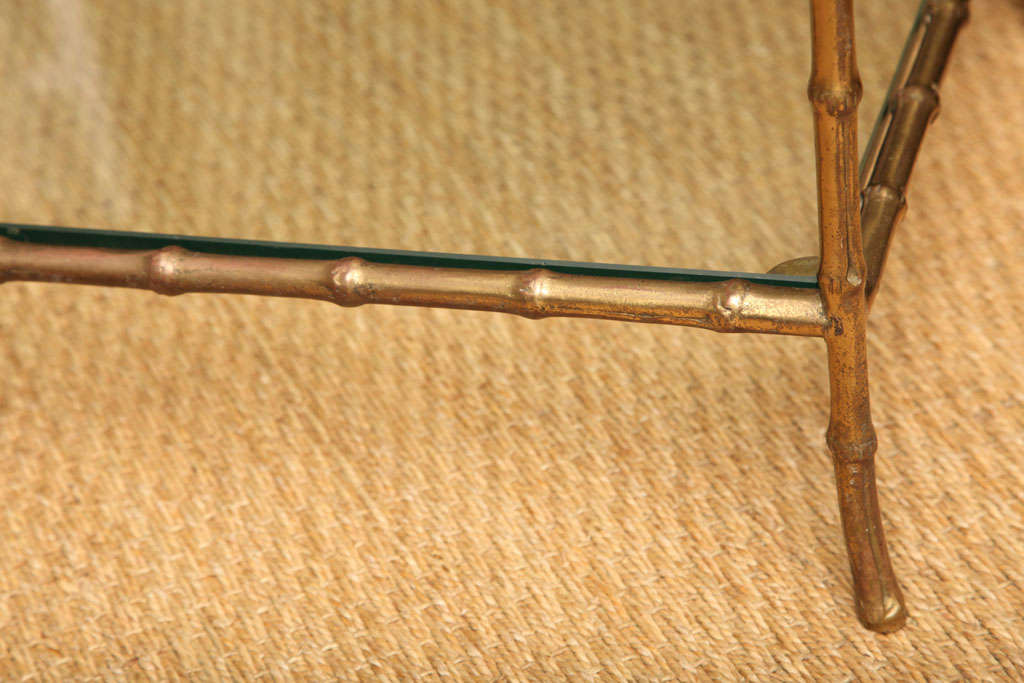 Brass faux bamboo cocktail table in the style of Bagues, c.1950 2